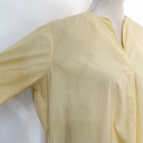 REMAIN BIRGER CHRISTENSEN MIRKA SOFT YELLOW SHORT SLEEVE V-NECK SHIFT MAXI DRESS - Picture 5 of 9